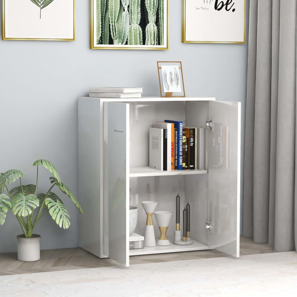 Sideboard High Gloss White 60x30x75 cm Chipboard